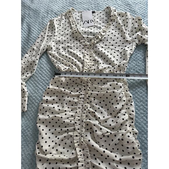 NWT Zara Polka Dot Dress Black White Women's XS Coastal Cocktail Beach Grandma - Picture 7 of 13